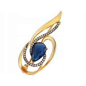   Safirna pozlačena broška 925 s cirkonijem 4 g - Elegantno oblikovanje