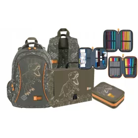   olski nahrbtnik za fante z 3 predelki + peresnica z dodatki + aktovka ST.RIGHT T-Rex dinozaver