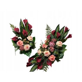   Pokopališki dekorativni set s steklenico KALLA, šopek za vazo, kompozicija vrtnic