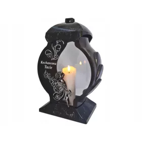   Starši za starše Nagrobna sveča na grobu iz črnega marmorja + LED figurica