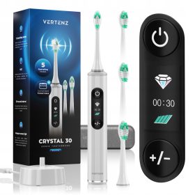   Slovenian Name: VERTENZ Crystal 30 White sonična električna zobna ščetka z zamenljivimi glavami

SEO-Optimized Description:
Vertenz je specializirana blagovna znamka, ki ponuja visokokakovostne gospod