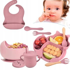 Silikonski komplet posod za otroke, 9 elementov