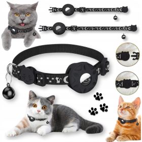   MAČJA OVRATNICA Z GPS LOKATORJEM Z DRŽALOM ZA ZRAČNO BREŽKO IN MAČJIM ZVONCEM