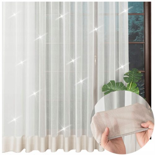 Eleganten zavesa z zlatim sijajem in kremnim odtenkom 600 cm x 220