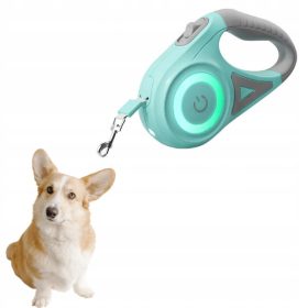    AVTOMATSKI PASJI POVODEC Z LED SVETILKO ROJECO 5M ZELEN Z RGB KLJUČAVNICO