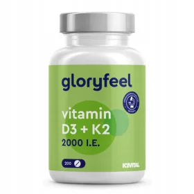   Vitamini D3 + K2 v majhnih, enostavno požirnih tabletah - gloryfeel, pakiranje 200 tablet
