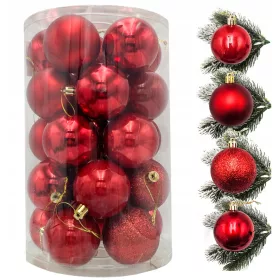   Bleščeče rdeče božične kroglice za božično drevo, premer 6 cm, 25 kosov