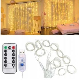 SVETLOBNA KURTINA USB 3x3m 300 LED TOPLO BELO