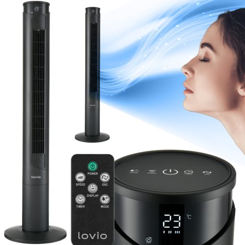 Stebrni ventilator LOVIO AirWave, črn