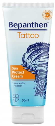 Krema za sončno zaščito Bepanthen® Tattoo SPF 50+ za nego tetovirane kože