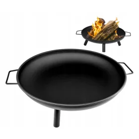    VELIKA POSODA ZA TABORNI OGNJEV VRTNI KAMIN ŽAR 60 cm JEKLO ČRNA