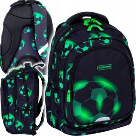   AstraBag Premium Multi-Compartment School Backpack, Black/Green Shades, Multicolored, Ages 7-14