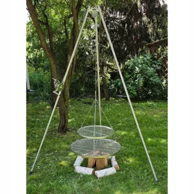   Inox trinožni žar 225cm 2 rešetki 70 in 50cm + kolut PREMIUM INOX