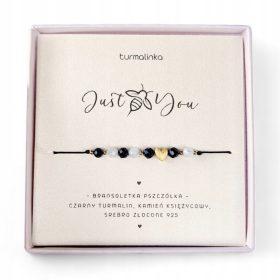   EBELICA Črni Turmalin, Mesečev Kamen, Srebro 925 Zapestnica