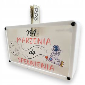   Skarbonka za varčevanje z grafiko, velika, ZA URESNIČEVANJE VAŠIH SANJ, darilo