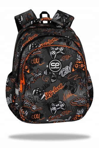 Večnamenski šolski nahrbtnik CoolPack Jerry 21L, primeren za učence od 1. do 3. razreda, igričarski motiv, črno-siv