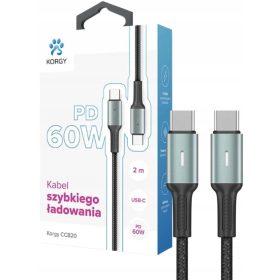   Korgy CCB20 USB-C - USB-C Najlonski Pleten Kabel 2m Hitro Polnjenje
