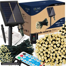   GIRLANDA SOLARNA ZA ZUNANJE PROSTORE 20M LED BOŽIČNE LUČKE 200 LUČK + DALJINSKO VODENJE