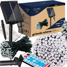   Girlanda solarnih božičnih lučk LED za vrt 20m hladno bela + daljinski upravljalnik