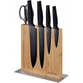  Stojalo za nože Navaris ročaj 23 cm naravni les