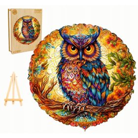    VELIKA LESENA SESTAVANKA 300 DELOV OČARNA SOVICA V LESENI ŠKATLI