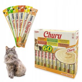   INABA mačji priboljšek CAT CHURU RAZNOLIKOST S TUNO MEŠANICA PIŠČANCA 60x14g (840G)