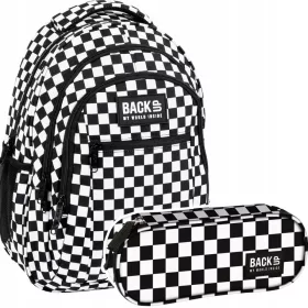   Eleganten šolski nahrbtnik BackUP s peresnico, črno-bele barve, 26 L