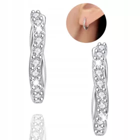    OBROČASTI UHANI iz srebra 925 s cirkonijem SREBRNI VALOVATI OBROČASTI UHANI za ženske