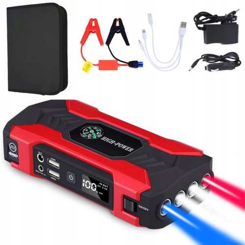 POWERBANK 10000mAh AVTOMOBILSKI ZAGON+LED Z NASTAVKOM 4 NAČINOV