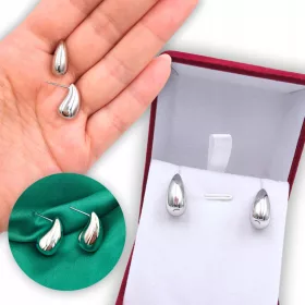    SREBRNI UHANI KAPLJICE KIRURŠKO JEKLO MODNO KOT NAPIHLJIV 316L VIRAL