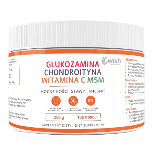 WISH Glukozamin, Hondroitin, MSM in Vitamin C za podporo zdravja - 250g