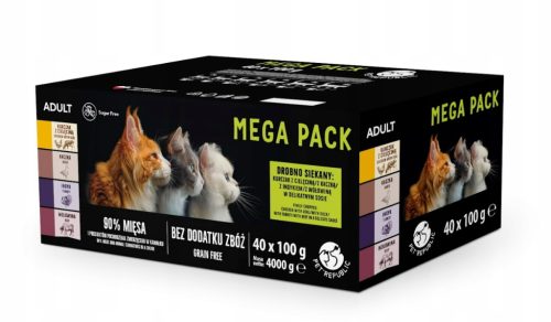 PET REPUBLIC MEGA PAKET mokre hrane za mačke (piščanec, teletina, raca, puran, govedina) 40x100g