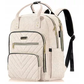   Elegantni ženski nahrbtnik Kuosdaz BEŽ 15,6 palca z vodoodpornim USB priključkom, 30 l prostornine