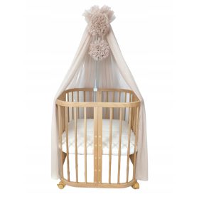   Topli bež baldahin s pomponi za posteljo "Boho čarobnost"