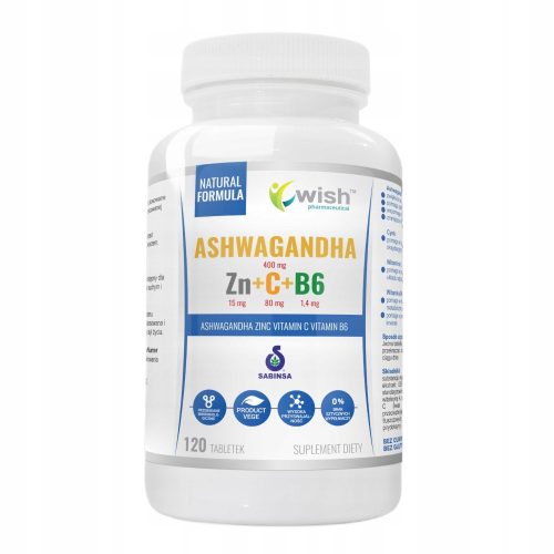 WISH Ashwagandha + Cink + Vitamin C + Vitamin B6 - 120 kapsul za boljše zdravje