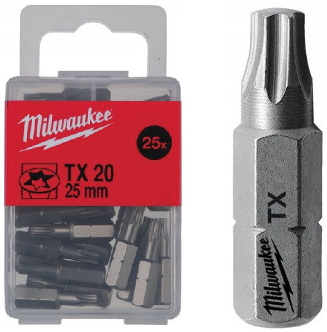 Set nastavkov Milwaukee TX20 25 mm 1/4" 25 kosov