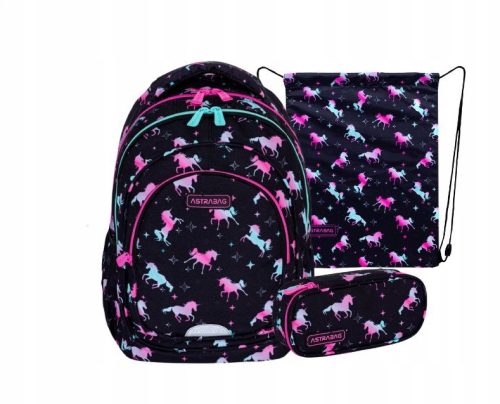 AstraBag Deluxe večfunkcijski šolski nahrbtnik Unicorn Squad, pernica in vreča za čevlje