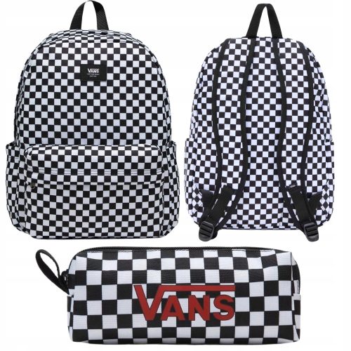 Vans šolski nahrbtnik Old Skool s klasičnim šahovničastim vzorcem + etui za pisala Vans za šolo
