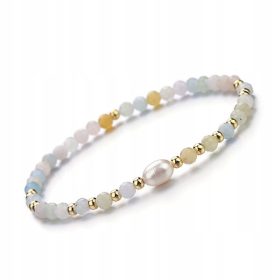   Morganitova zapestnica z naravnim kamnom in fasetiranim 4 mm trakom iz gume