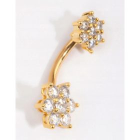 Lovisa – pozlačen piercing za popek z mreno iz titana