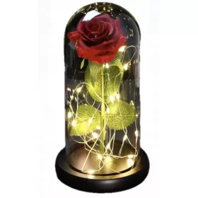   VEČNA ROŽA V KOZARCU Z LED OSVETLJAVO, ROMANTIČNO VALENTINOVO DARILO