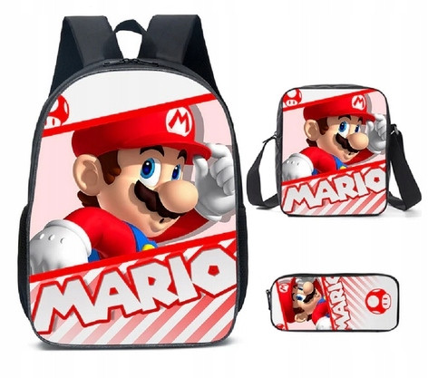 SUPER MARIO ŠOLSKI KOMPLET Z VEČNAMENSKIM NAHRBTNIKOM, TORBO IN KOVČKOM ZA PERNICO