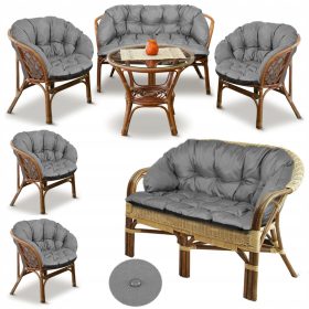   Vrtni set blazin 3 kosov 122x40 cm in 190 cm x 40 cm za vrtno pohištvo iz ratana