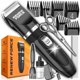   Optimized name: Brezžična profesionalna brivnik Renew Force 35 W za pse in mačke

Optimized description: Brezžični profesionalni brivnik Renew Force je popoln komplet za striženje živali, ki vključuje