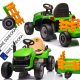 Električni traktor z prikolico, 12V zelen EVA kolo