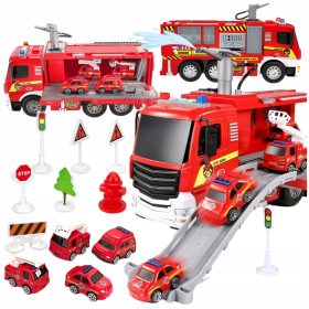 Veliko gasilsko vozilo za otroke s toboganom in zvokom