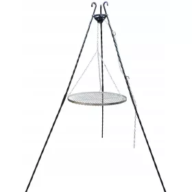    Tripod žar vrtna rešetka za taborni ogenj 60 krom nad ognjem