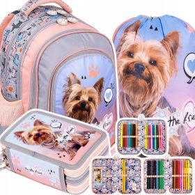   ZESTAW 3-delni Šolski nahrbtnik ST.RIGHT My Little Friend GREY YORK Pies