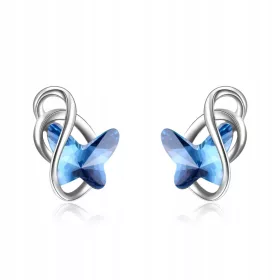    Kristalni metuljčki uhani metuljčki iz rodiniranega srebra S925 darilo