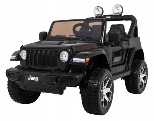 Jeep Wrangler Rubicon na akumulator za otroke, črna + daljinski upravljalnik + radio MP3 LED + EVA kolesa